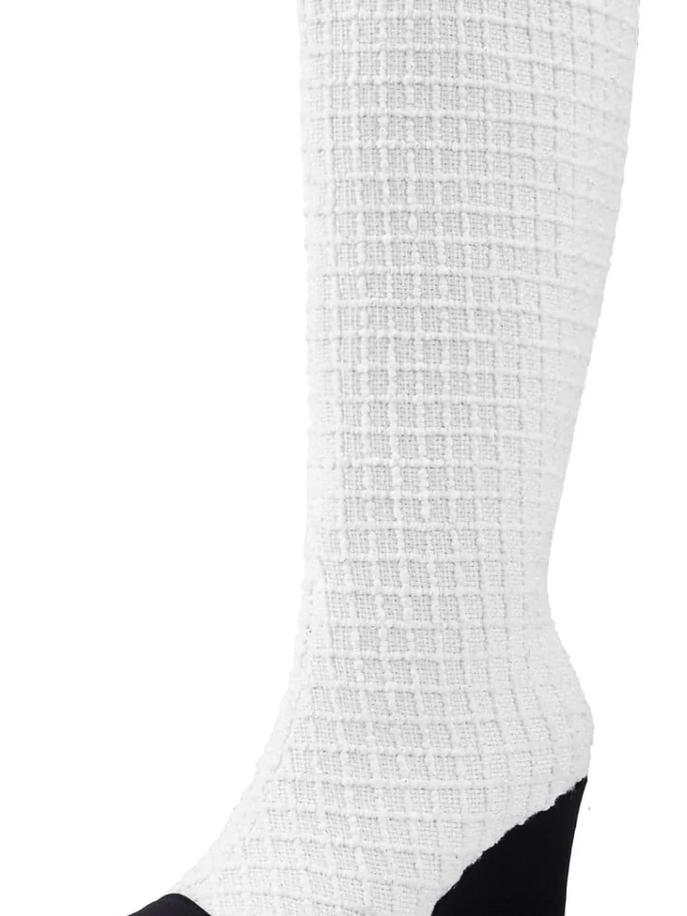 Knit Two-Tone Wedge Boot in White and Black size 7.5
